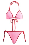 Hunza G Gina Contrast Two-piece Swimsuit In Pink