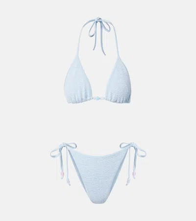 Hunza G Gina Embellished Bikini In Blue