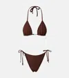 Hunza G Gina Beaded Tie Bikini Bottoms In Brown