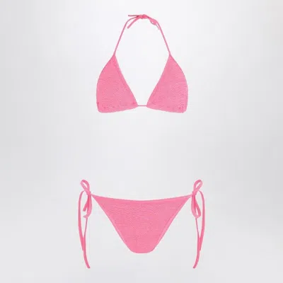 HUNZA G HUNZA G  GINA TRIANGLE BIKINI SET IN PINK