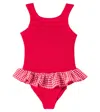 Hunza G Gingham Ruffled Swimsuit In Red