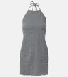 Hunza G Halter Neck A-line Check Dress In Gray