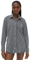Hunza G Gingham Seersucker Button-front Shirt In Black
