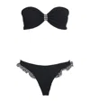 Hunza G Womens Black Black Jean Striped Bikini Set