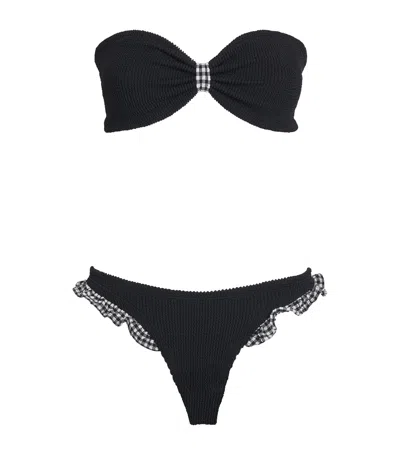 HUNZA G GINGHAM-TRIM JEAN BIKINI
