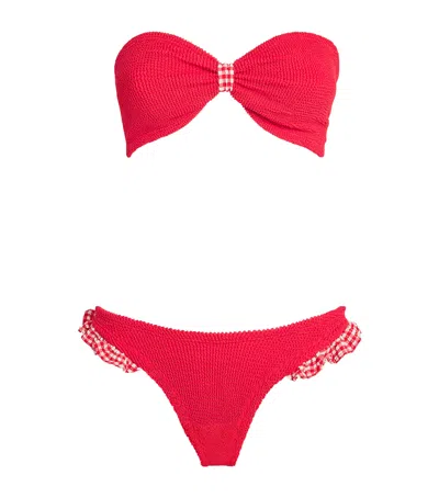 Hunza G Gingham-trim Jean Bikini In Red