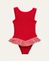 Hunza G Gingham Ruffled Swimsuit In Red