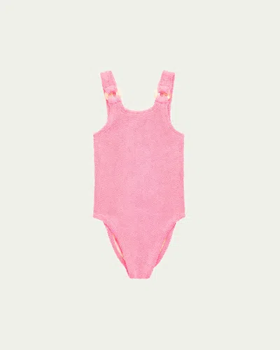 Hunza G Kids' Girl's Domino One Size One-piece Swimsuit In Pink