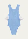 Hunza G Kids' Girl's Lara Criss Cross One-piece Swimsuit In Cornflower