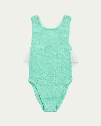 HUNZA G GIRL'S LARA CRISS CROSS ONE-PIECE SWIMSUIT