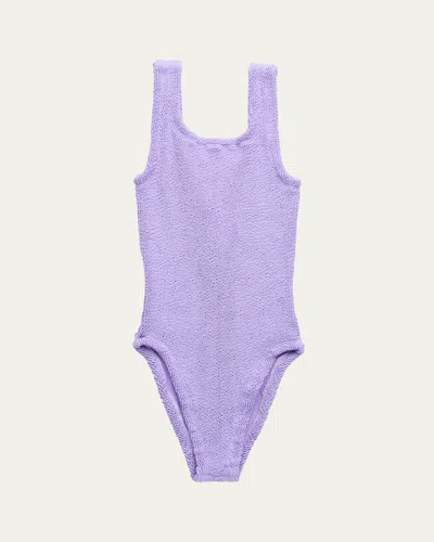 HUNZA G GIRL'S ONE SIZE ONE-PIECE TEXTURED SWIMSUIT