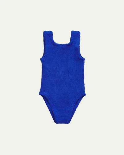 Hunza G Kids' Girl's Textured One-piece Swimsuit, Os In Blue
