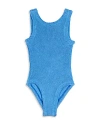 Hunza G Girls' Classic One Piece Swimsuit - Little Kid In Cornflower