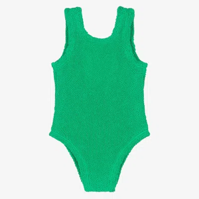 Hunza G Kids' Girls Emerald Green Crinkle Swimsuit