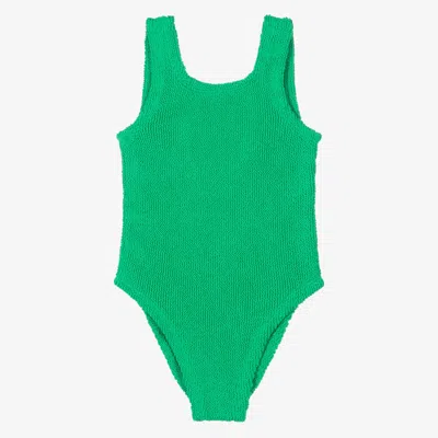 Hunza G Kids' Girls Green Crinkle Swimsuit