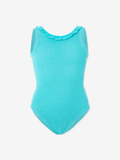 Hunza G Kids'  Girls Isla Swimsuit In Blue