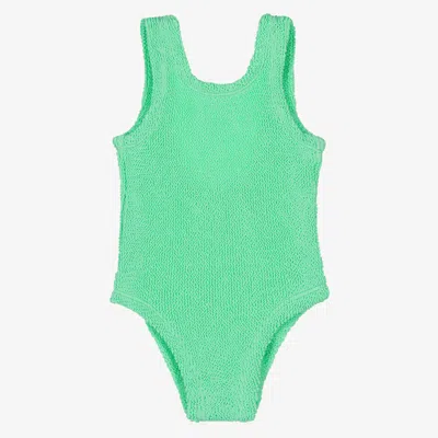 Hunza G Kids' Girls Pale Green Crinkle Swimsuit