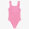 Hunza G Girls Pink Crinkle Bow Swimsuit In Pink