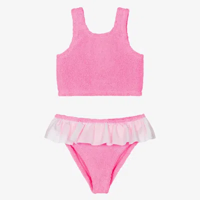 Hunza G Kids' Girls Pink Crinkle Frill Bikini