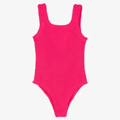 Hunza G Kids' Girls Pink Crinkle Swimsuit