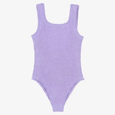 Hunza G Kids' Girls Purple Crinkle Bow Swimsuit