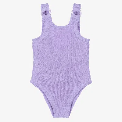 Hunza G Kids' Girls Purple Crinkle Swimsuit