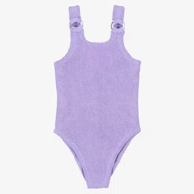 Hunza G Kids' Girls Purple Crinkle Swimsuit