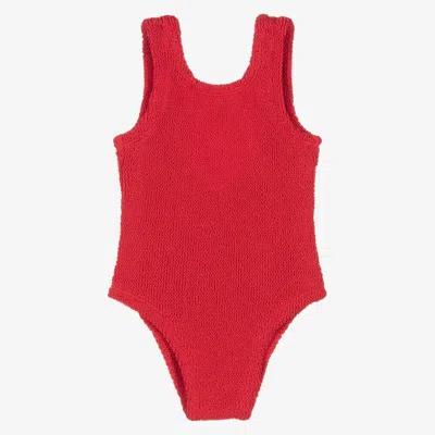 Hunza G Kids' Girls Red Crinkle Swimsuit