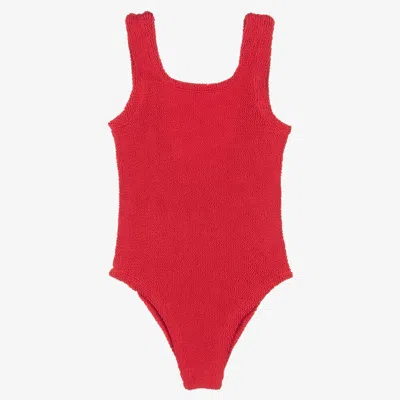 Hunza G Kids' Girls Red Crinkle Swimsuit