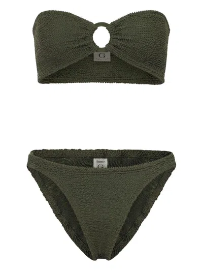Hunza G Gloria Bikini Covered Hoops Clothing In Green