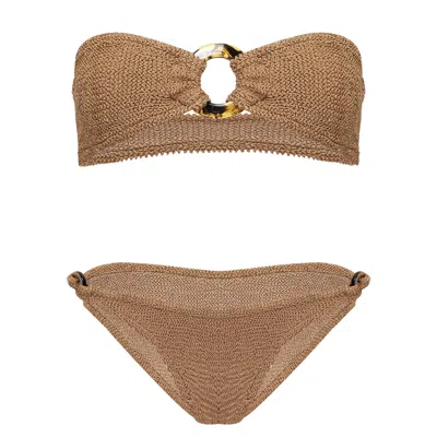 Hunza G Gloria Bikini Metallic Cocoa In Brown