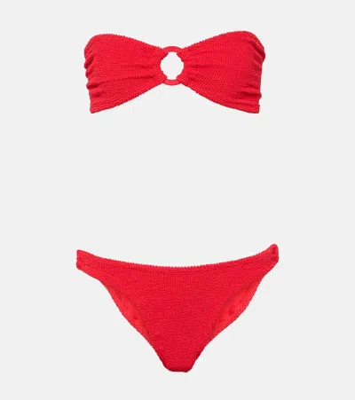 Hunza G Gloria Ring-detail Strapless Bikini In Red
