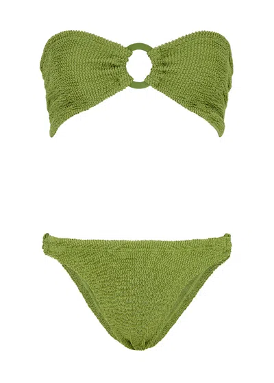 Hunza G Gloria Seersucker Bikini In Olive