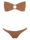 Hunza G 'gloria' Brown Bikini With Bandeau Design And Tonal Loops In Brown