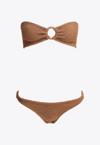 Hunza G Gloria Strapless Knitted Bikini Set In Brown