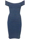 Hunza G Grace Off-shoulder Striped Minidress In Blue