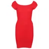 Hunza G Grace Dress | One Size Bodycon Fit Crinkle Fabric | Womens Body Shaping Elegant Dress | Off The Shou In Red