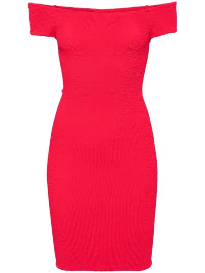 Hunza G Grace Textured-finish Dress In Red