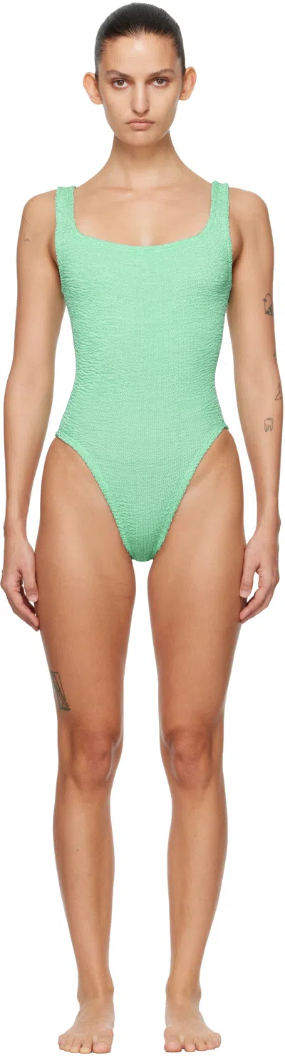 Hunza G Gree Square Neck Swimsuit In Green