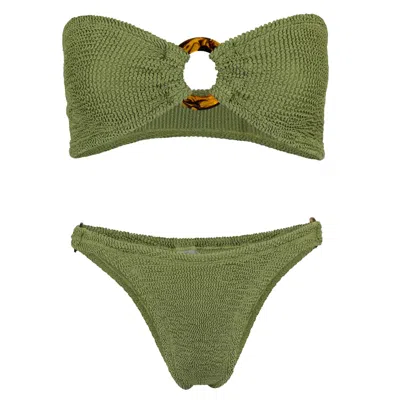 Hunza G Green Bikini Set In Metallic