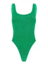 Hunza G Green One-piece Swimsuit With Squared Neckline In Ribbed Stretch Polyamide Woman In Green