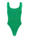 HUNZA G GREEN ONE-PIECE SWIMSUIT WITH SQUARED NECKLINE IN RIBBED STRETCH POLYAMIDE WOMAN