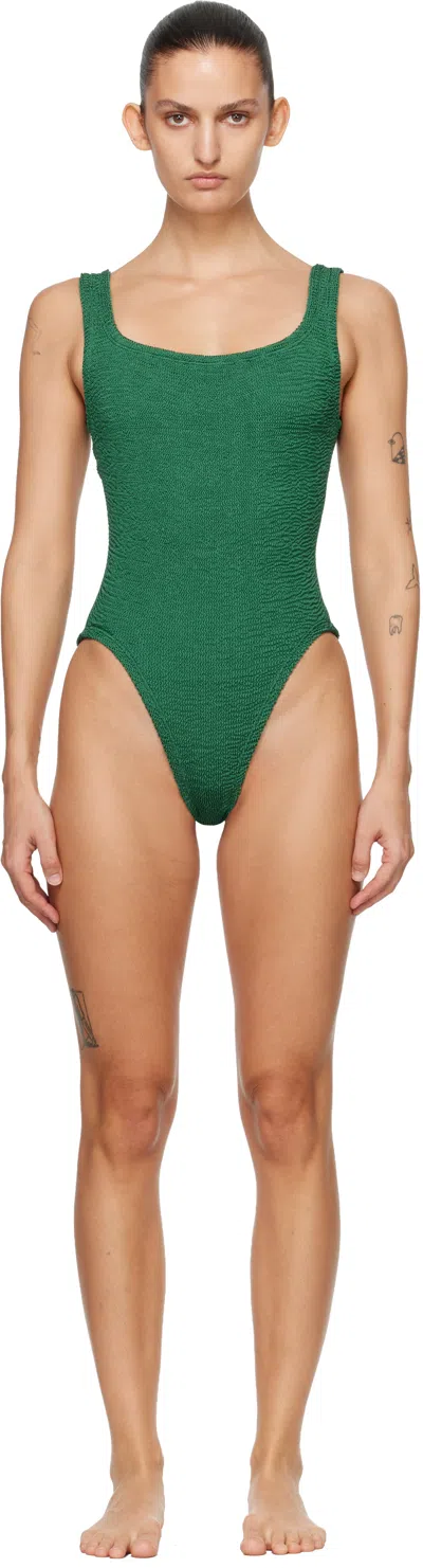 Hunza G Green Square Neck Swimsuit