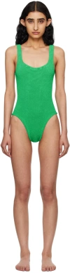 HUNZA G GREEN SQUARE NECK SWIMSUIT