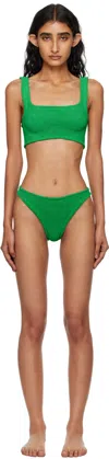 Hunza G High-cut Leg Scoop Back Square Neckline In Green