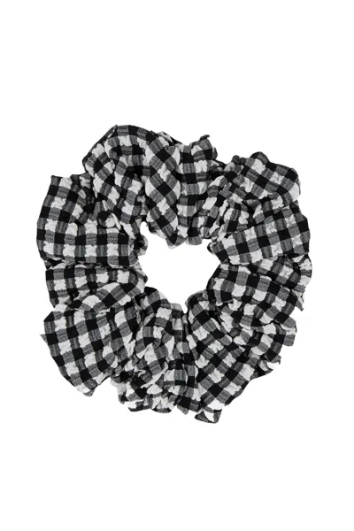 Hunza G Hair Scrunchie Black Gingham