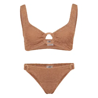 Hunza G Hallie Bikini Metallic Cocoa In Brown