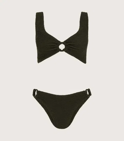 Hunza G Hallie Bikini Metallic Khaki In Black