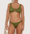 Hunza G Nadine Bikini With Tonal Hoops In Metallic Moss