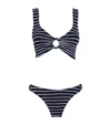 Hunza G Hallie Striped Ring-detail Bikini In Multi
